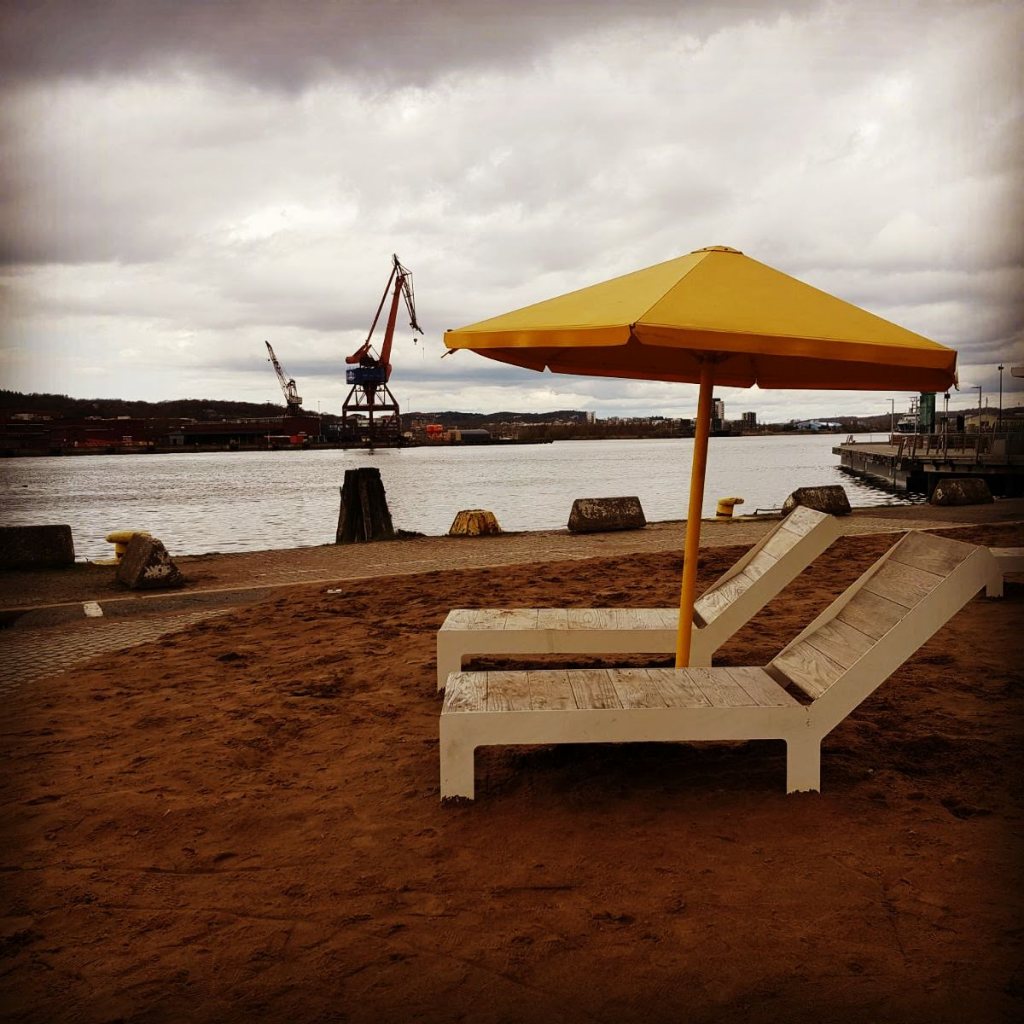 Beach life in front of Gothenburg harbour